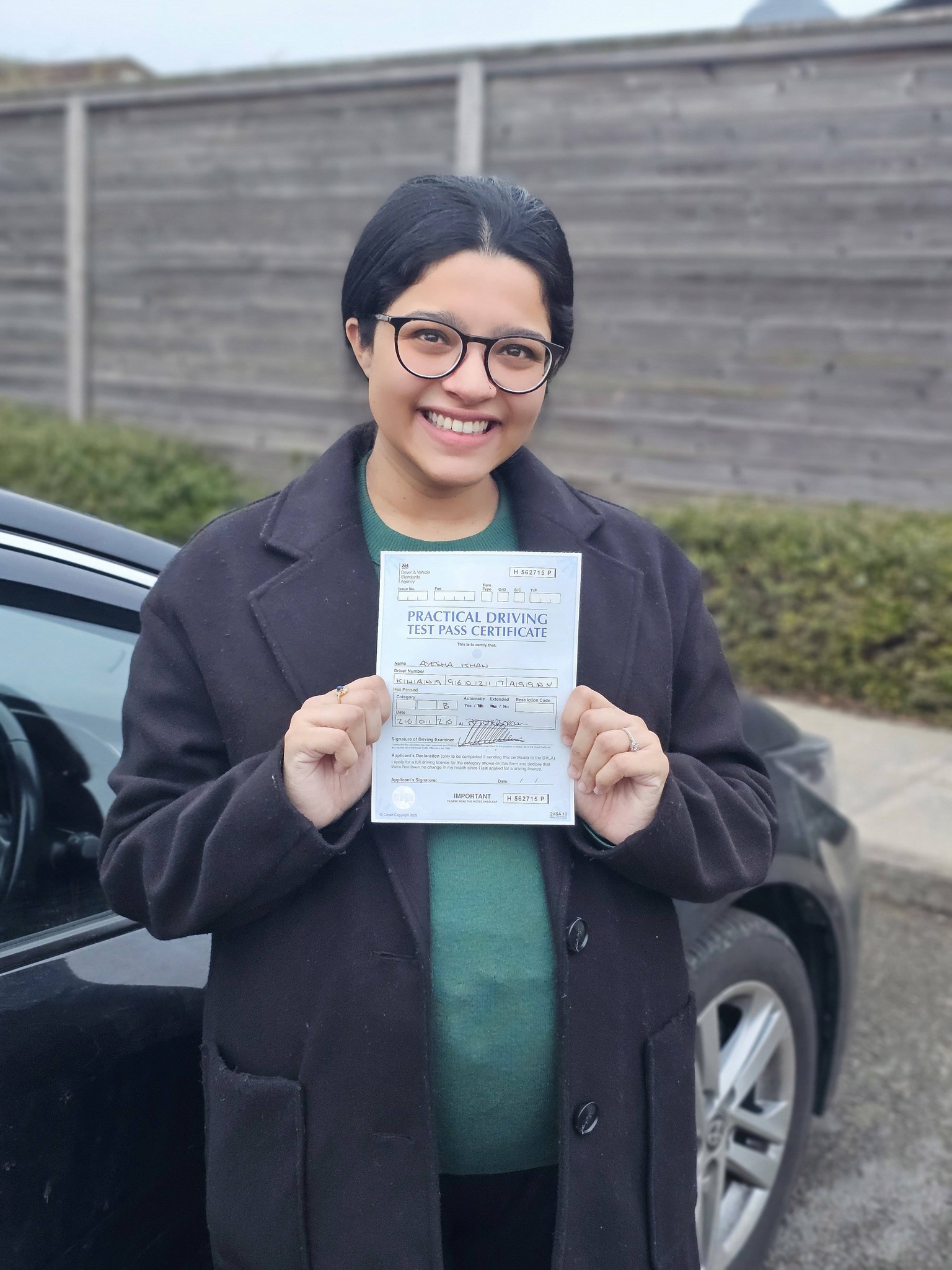MSA Driving School pupil holding their pass certificate